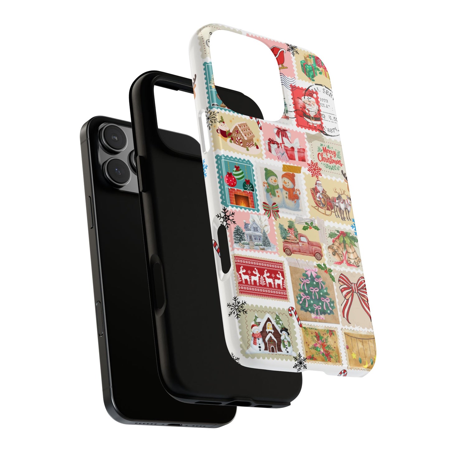 Christmas Postage Collage Tough Phone Case - Vintage Holiday Stamp Design