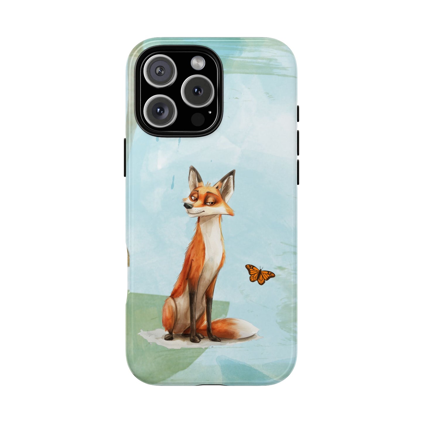 Sly Fox & Butterfly - Playful Woodland Watercolour Phone Case - Nature Inspired Animal Art Gift