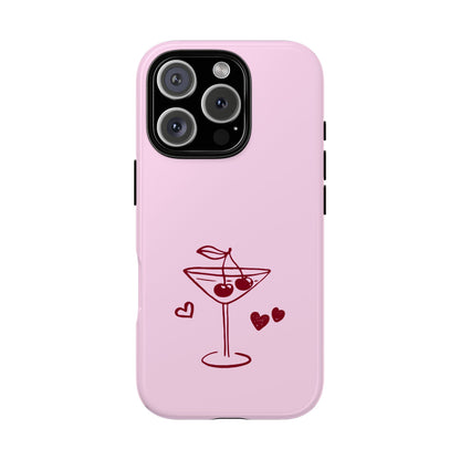 Cherry Cocktail Phone Case - Pink Martini Glass Design for Smartphones