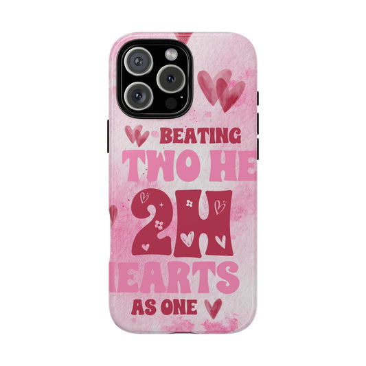 Beating Two Hearts As One Phone Case - Valentine's Day Romantic Pink Heart Tough Cover