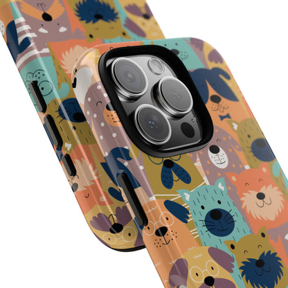 Doodle Dog Phone Case - Colorful Cartoon Pup Pattern for iPhone & Samsung - Cute Dog Lover Gift - International Dog Day Design