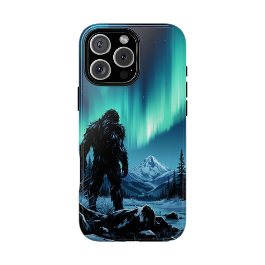 Dark Manga Sasquatch Tough Phone Case - Bigfoot Under Northern Lights