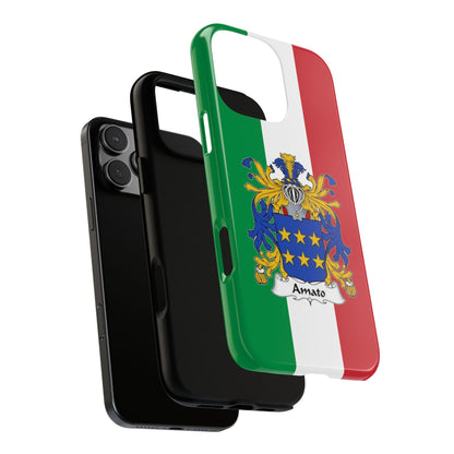Amato Family Crest - Italian Heritage Phone Case - Custom Coat of Arms Design - Vintage Flag Tough Case