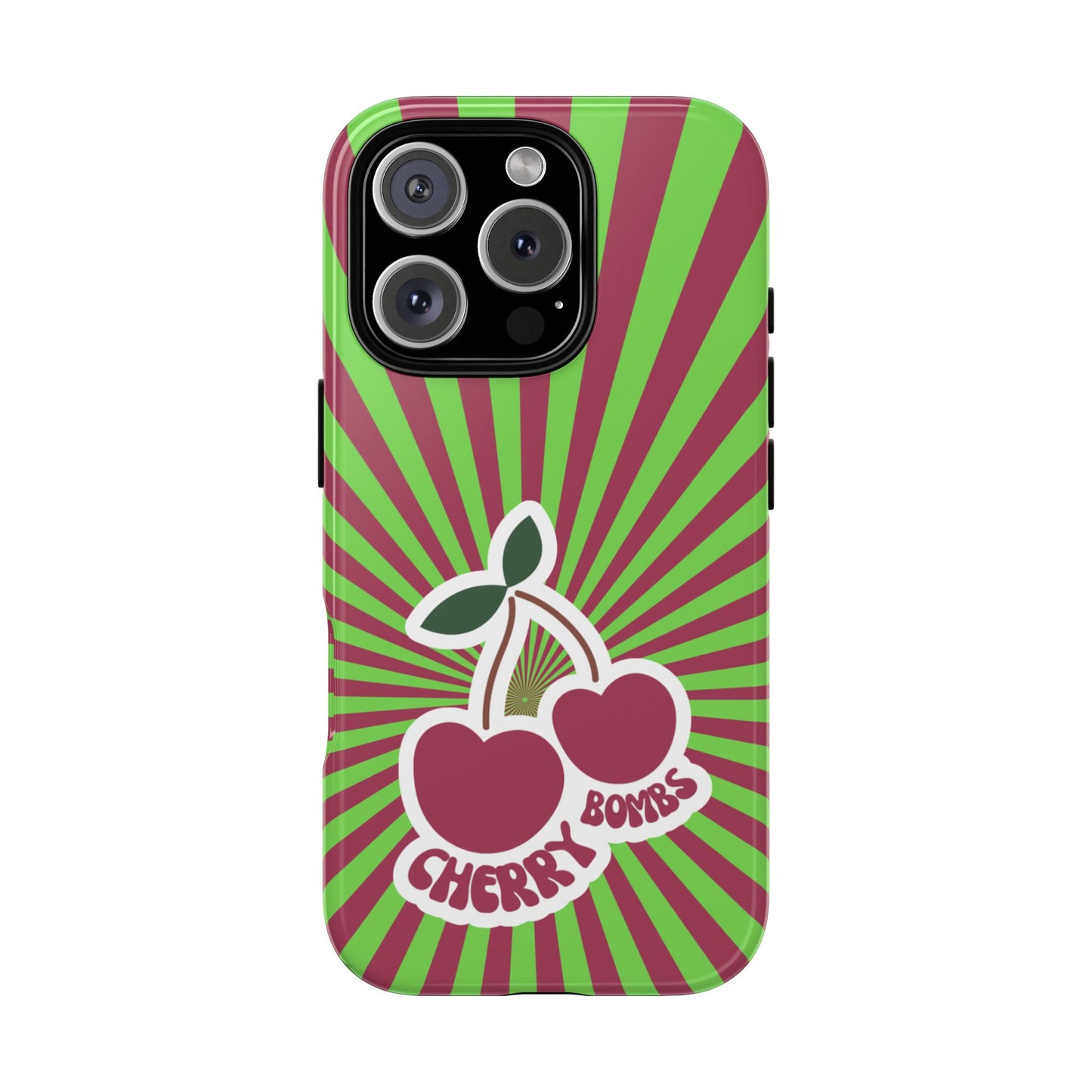 Cherry Bombs Tough Phone Case - Retro Fruit Design for Popular Smartphones