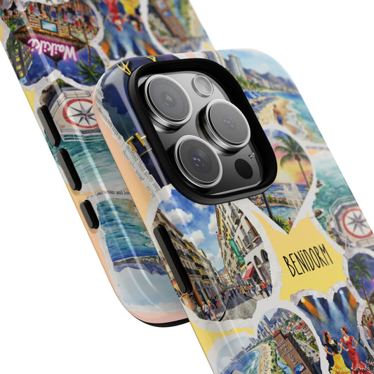 Benidorm Spain Tough Phone Case - Beaches Bars Flamenco Waterpark Rollercoaster Collage - Fun Summer Gift for Holiday Lovers