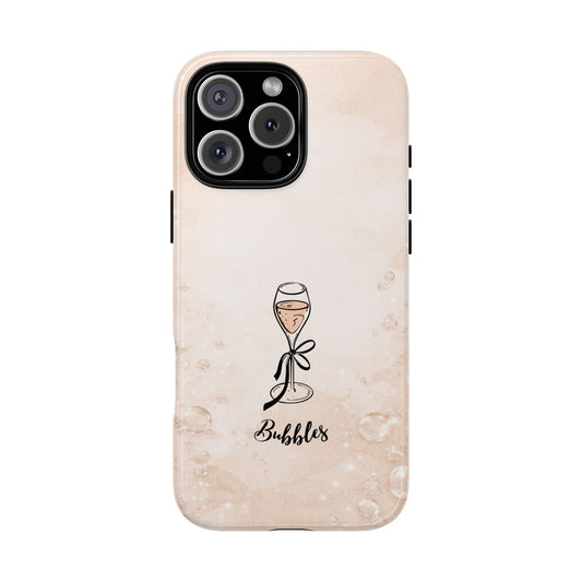 Champagne Bubbles Phone Case - Elegant Sparkle Neutral Design - Protective Tough Case