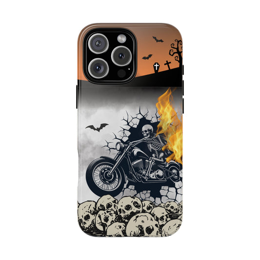 Skeleton Rider Phone Case - Gothic Halloween Motorcycle Art - Tough Cover