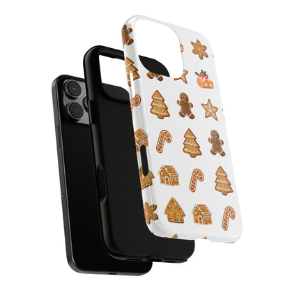 Gingerbread Christmas Tough Phone Case - Festive Cookie Pattern Design