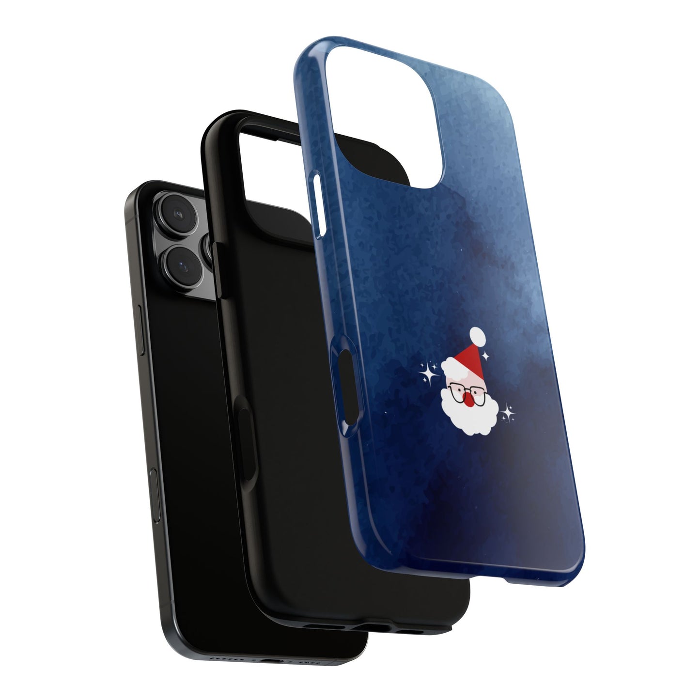 Cool Santa Tough Phone Case - Blue Watercolour Christmas Design