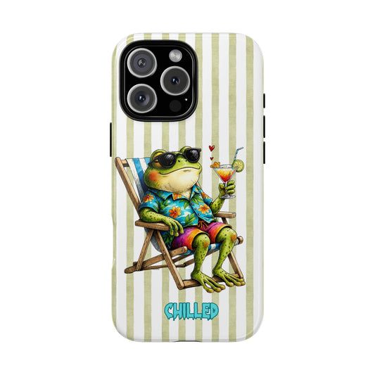Chilled Frog Phone Case - Relaxed Holiday Frog Illustration Tough Cover