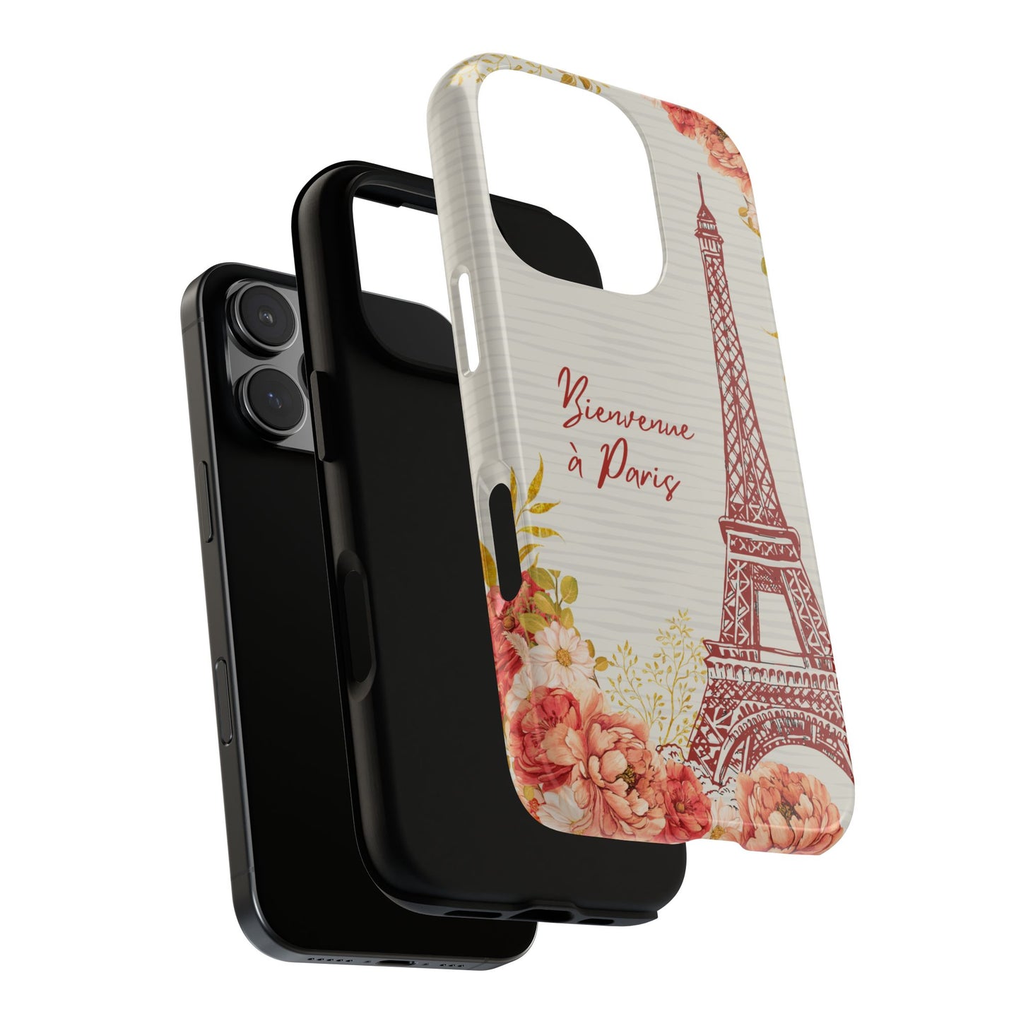 Bienvenue à Paris Eiffel Tower Floral Phone Case - French Chic Aesthetic for iPhone & Samsung