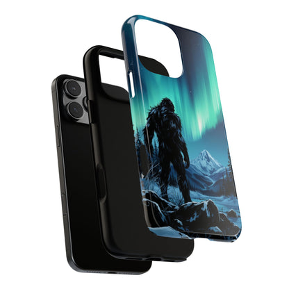 Dark Manga Sasquatch Tough Phone Case - Bigfoot Under Northern Lights
