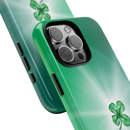 Four Leaf Clover Phone Case - Lucky Irish Aesthetic Green Shamrock Gift