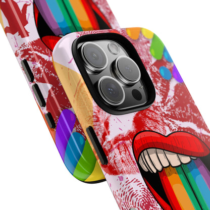 Retro Pop Art Rainbow Lips Phone Case for iPhone 16 15 14 13 12 11 Pro Max, Samsung Galaxy S25 S24 S23 S22 S21 S20 Plus Ultra & Google Pixel