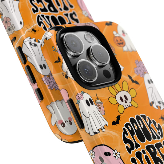 Spooky Vibes Halloween Ghosts - Cute Retro Autumn Tough Phone Case for Popular Smartphones