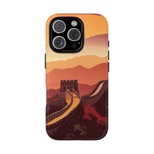Great Wall of China Sunset - Asian Landmark Phone Case - Beijing Skyline Tough iPhone & Samsung Cover