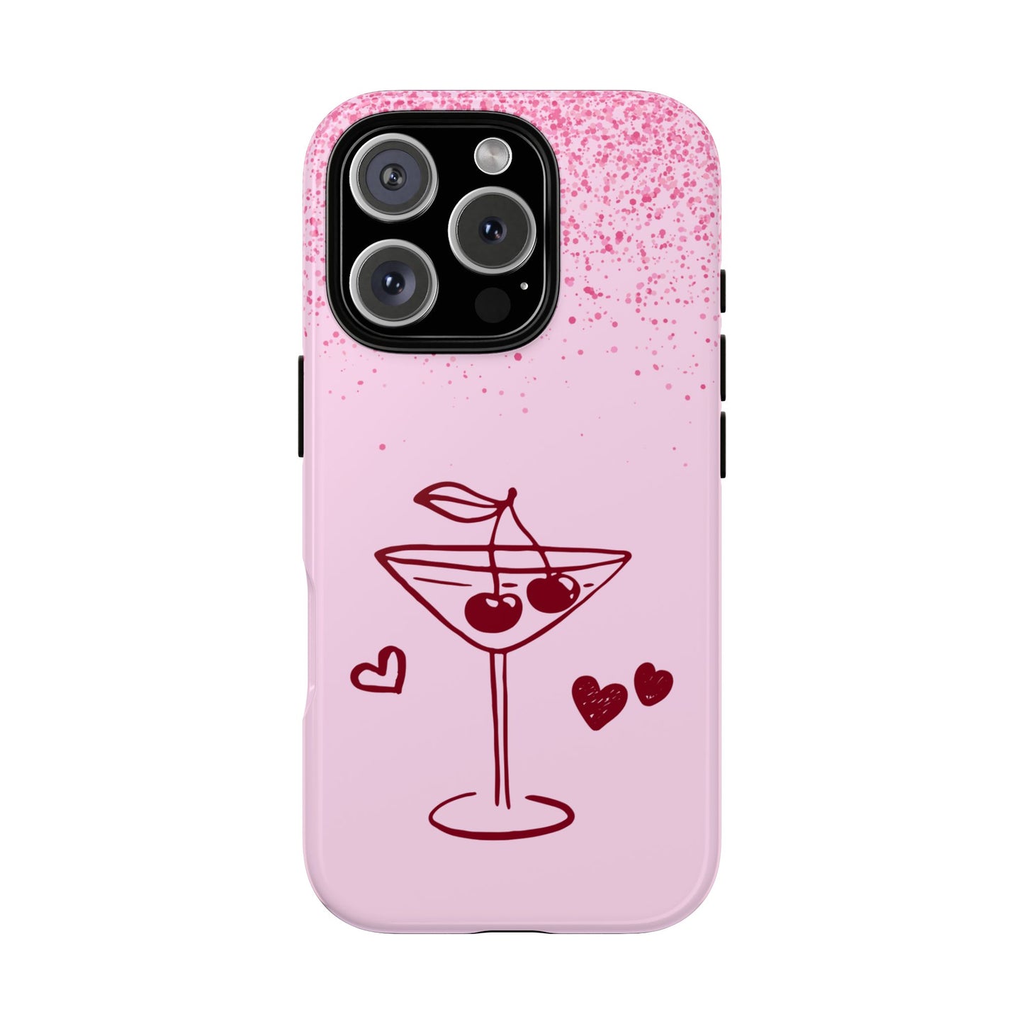 Cherry Blossom Cocktail Phone Case with Pink Sprinkles for Popular Smartphones