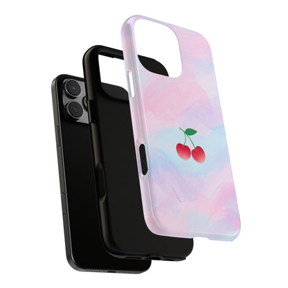 Kawaii Cherry Tough Phone Case - Pink & Blue Pastel Clouds