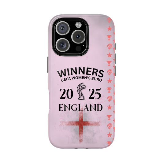England Women's Euro 2025 Winners Tough Phone Case - iPhone & Samsung - Trophy Lion Edge Design - Football Fan Gift