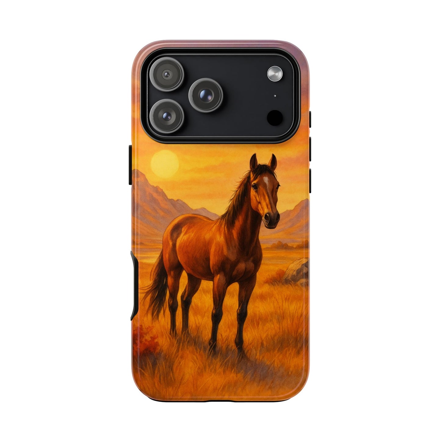 Sunset Horse on Golden Horizon Tough Phone Case - Animal Art