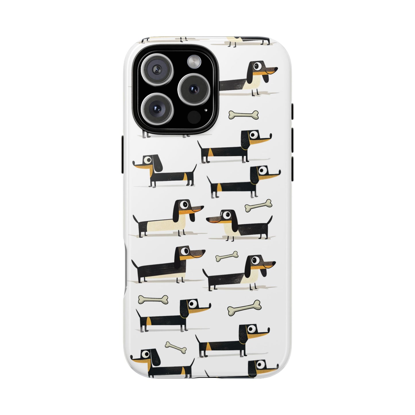 Classic Dachshund Tough Phone Case - Retro Sausage Dog Pattern - Cute Wiener Dog Gift - Funny Pet Lover Phone Cover