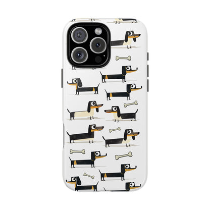Classic Dachshund Tough Phone Case - Retro Sausage Dog Pattern - Cute Wiener Dog Gift - Funny Pet Lover Phone Cover