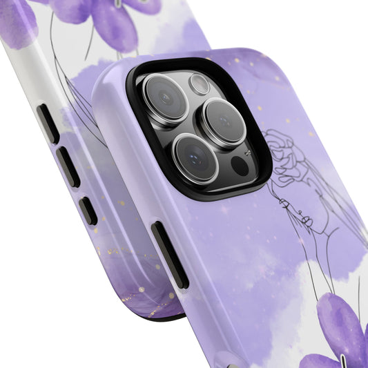 Choose to Bloom Purple Floral Line Art Phone Wallpaper - Motivational Watercolor Background for Popular Smartphones