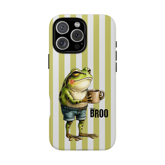 Broo Frog Phone Case - Coffee Drinking Frog Illustration - Tough Protective Case