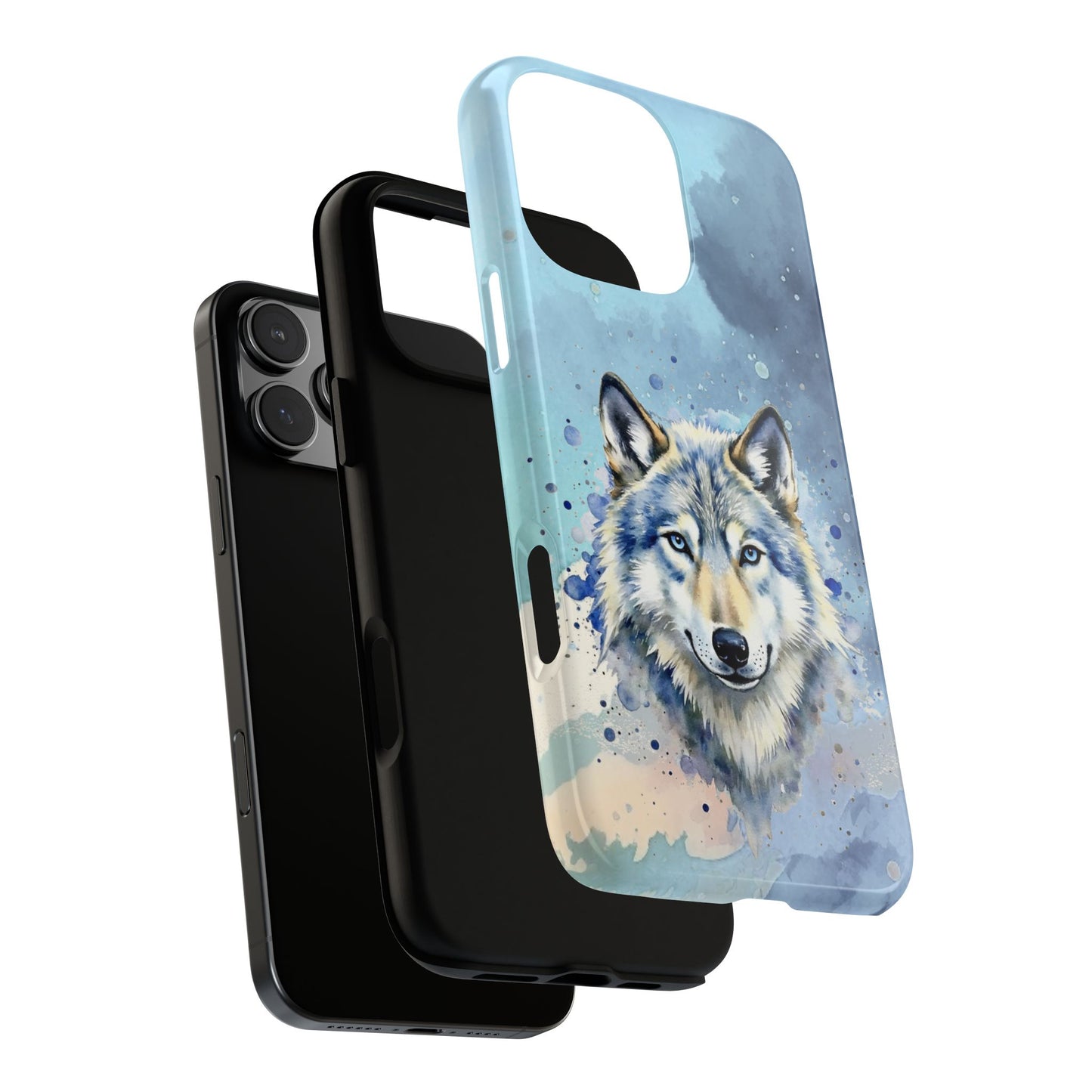 Arctic Wolf Tough Phone Case - Watercolor Wildlife Art - Blue Ice Animal Design