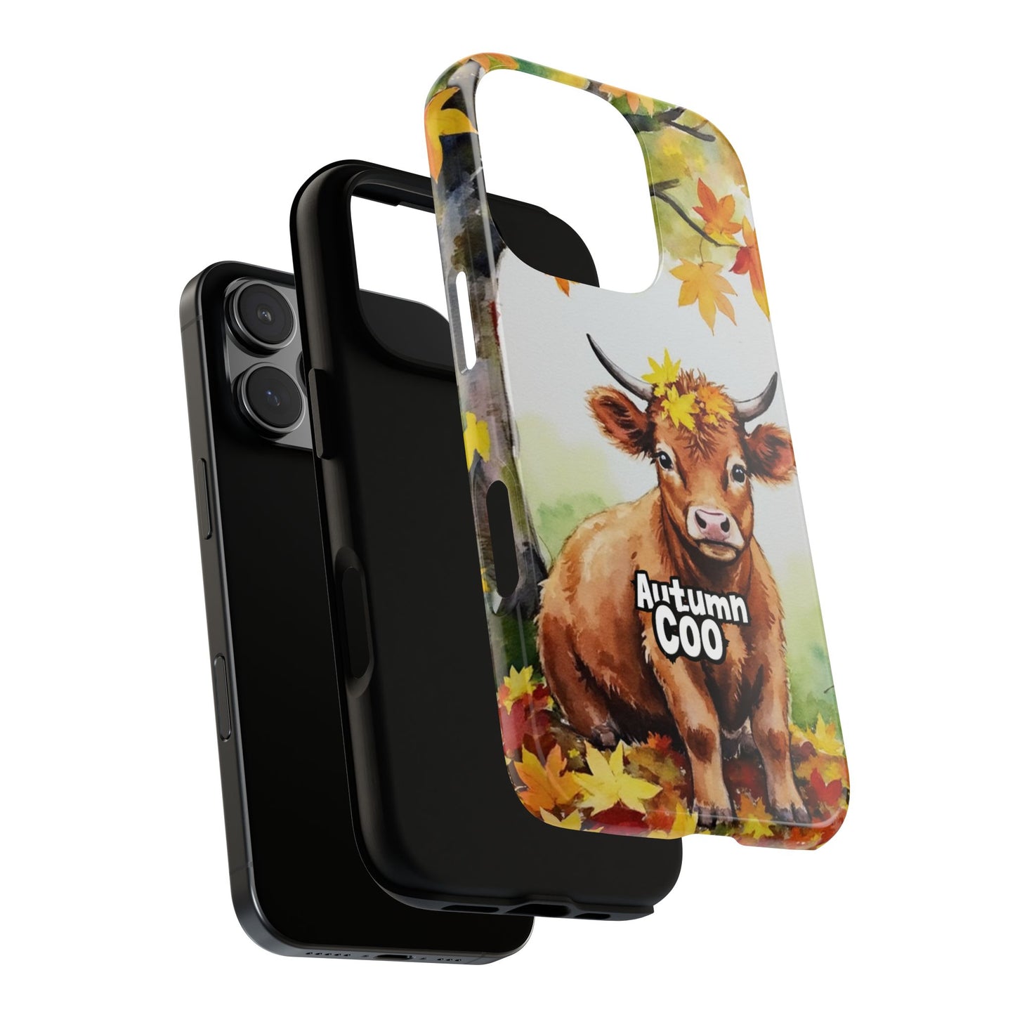 Autumn Coo - Highland Cow Fall Phone Case - Cozy Watercolor Design for Popular Smartphones