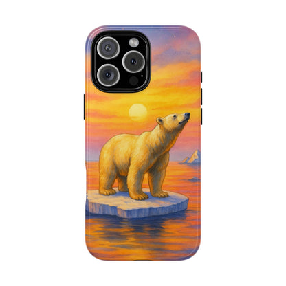 Sunset Polar Bear Arctic Glow Tough Phone Case - Wildlife Art
