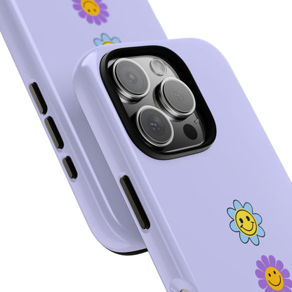 Retro Smileys in Lavender - Minimal Tough Phone Case Popular Smartphones