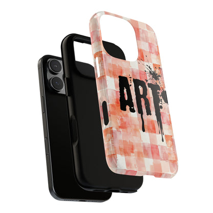 ART Typography Phone Case - Watercolor Grid & Bold Ink Design