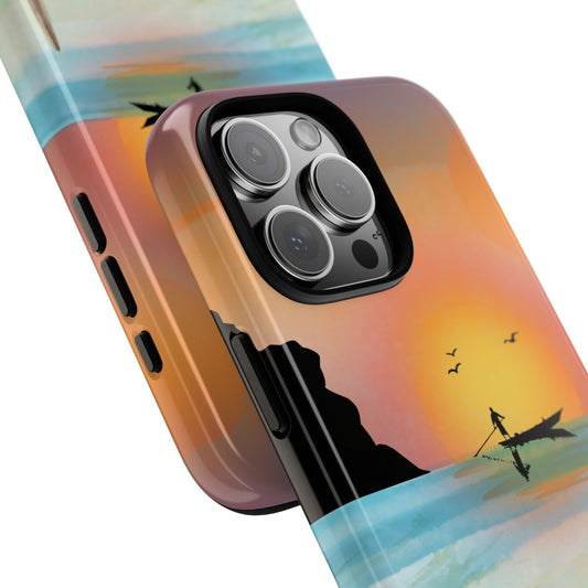 Asian Sunrise Scene - Serene Seaside Art Tough Phone Case