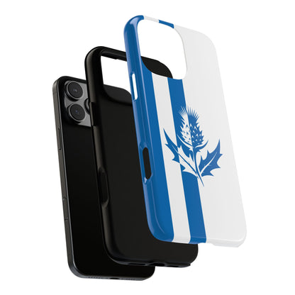 Retro Scotland Tough Phone Case - Blue Thistle Silhouette Design - Vintage Scottish Flag Style
