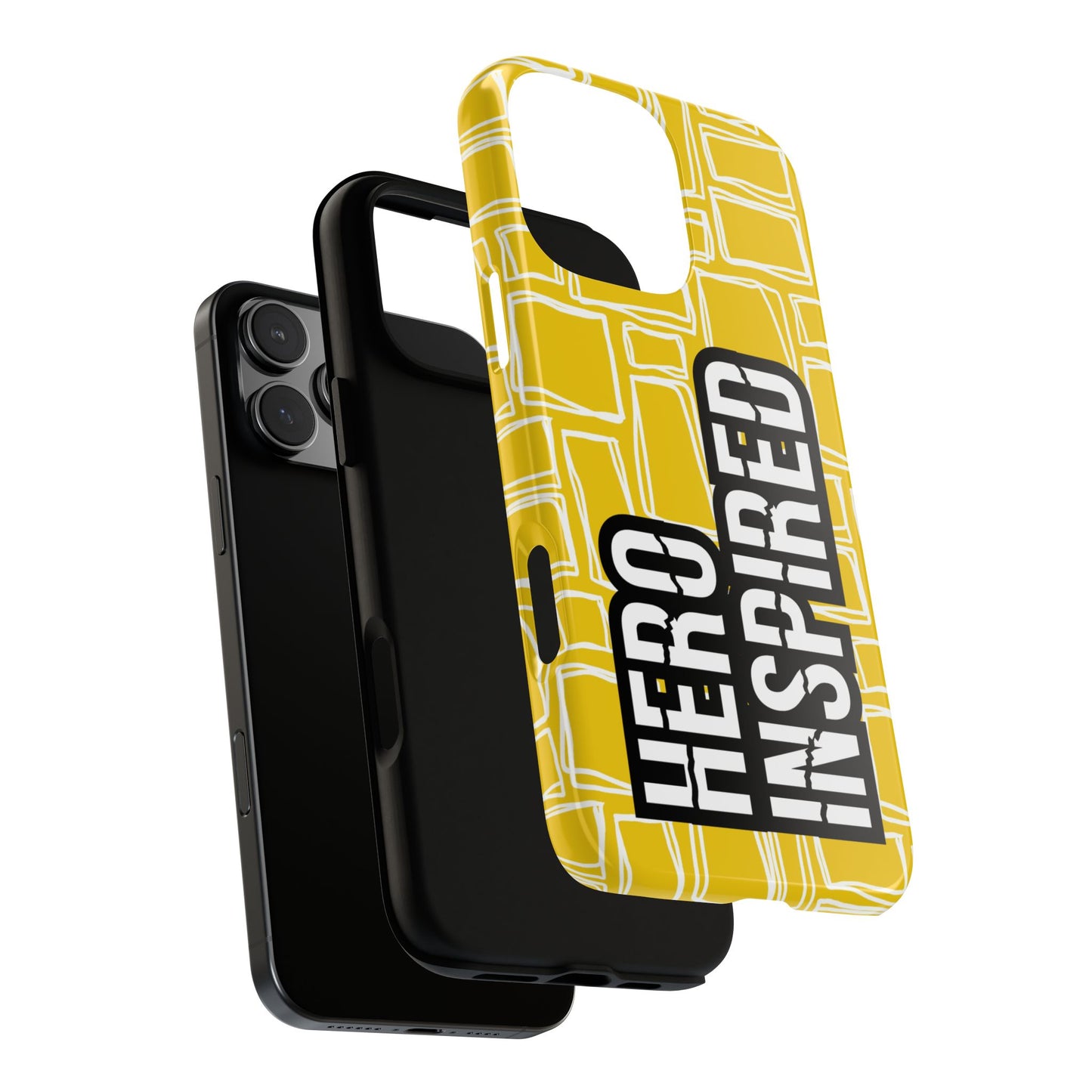 Hero Inspired Phone Case - Tough Protective Cover - Bold Typography Statement Design - Yellow Pattern