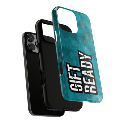 Gift Ready Phone Case - Tough Protective Cover - Bold Typography Statement Design - Abstract Teal Case