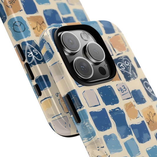 Blue Graffiti Squares Phone Case - Abstract Patchwork Design for Popular Smartphones