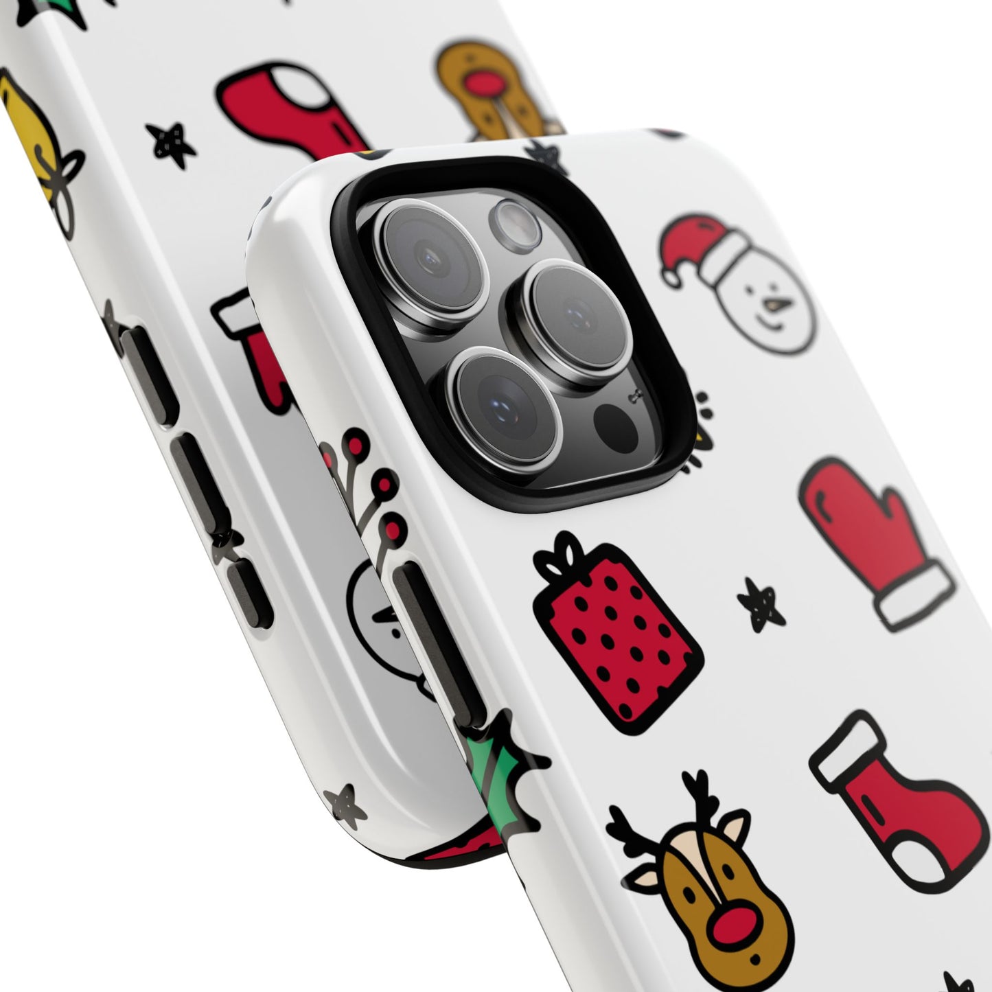 Festive Doodle Christmas Tough Phone Case - Holiday Icons Pattern