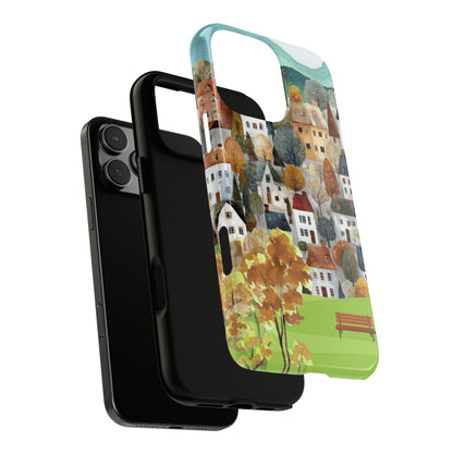 Scandinavian Hillside Village Tough Phone Case with Autumn Countryside Landscape Design