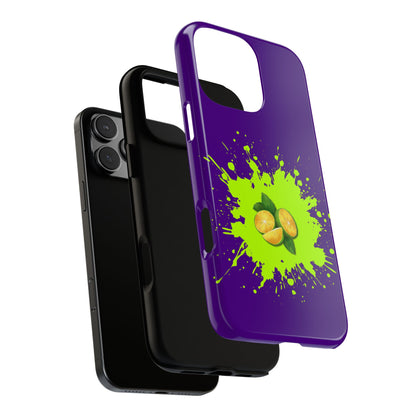 Lime Burst Tough Phone Case - Purple Neon Green Splash - Citrus Pop Art Design - Vibrant Colour Aesthetic