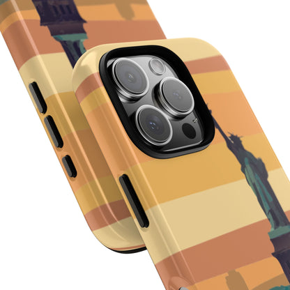 Statue of Liberty Sunset Phone Case - New York Landmark Design - Protective Tough Case for Popular Smartphones