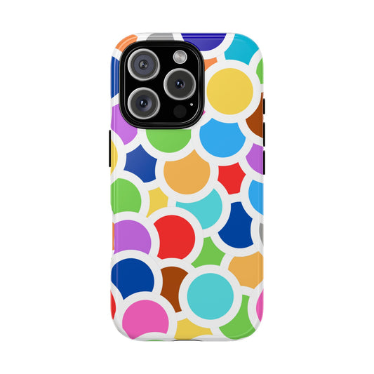 White Outline Circles Phone Case - Colorful Overlapping Abstract Art - Bold Geometric Tough , for iPhone, Samsung and Google Pixel