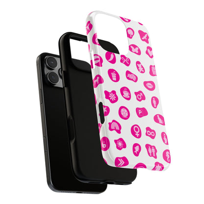 Pink Icons Pattern Phone Case - Minimal Symbol Design
