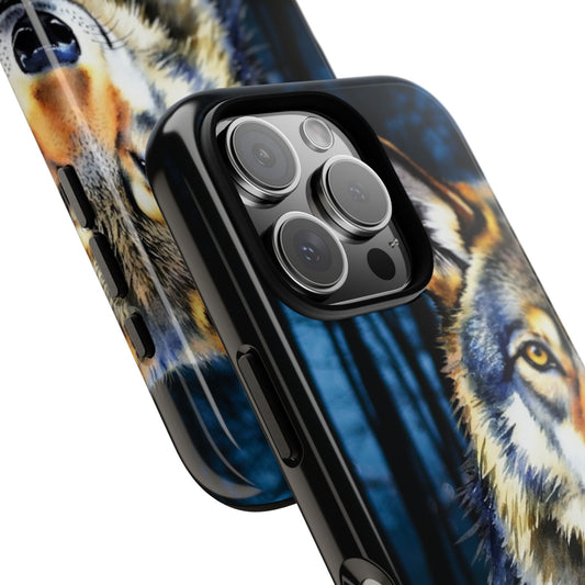 Wolf Half Face Tough Phone Case - Chrome Pop Art Animal Design