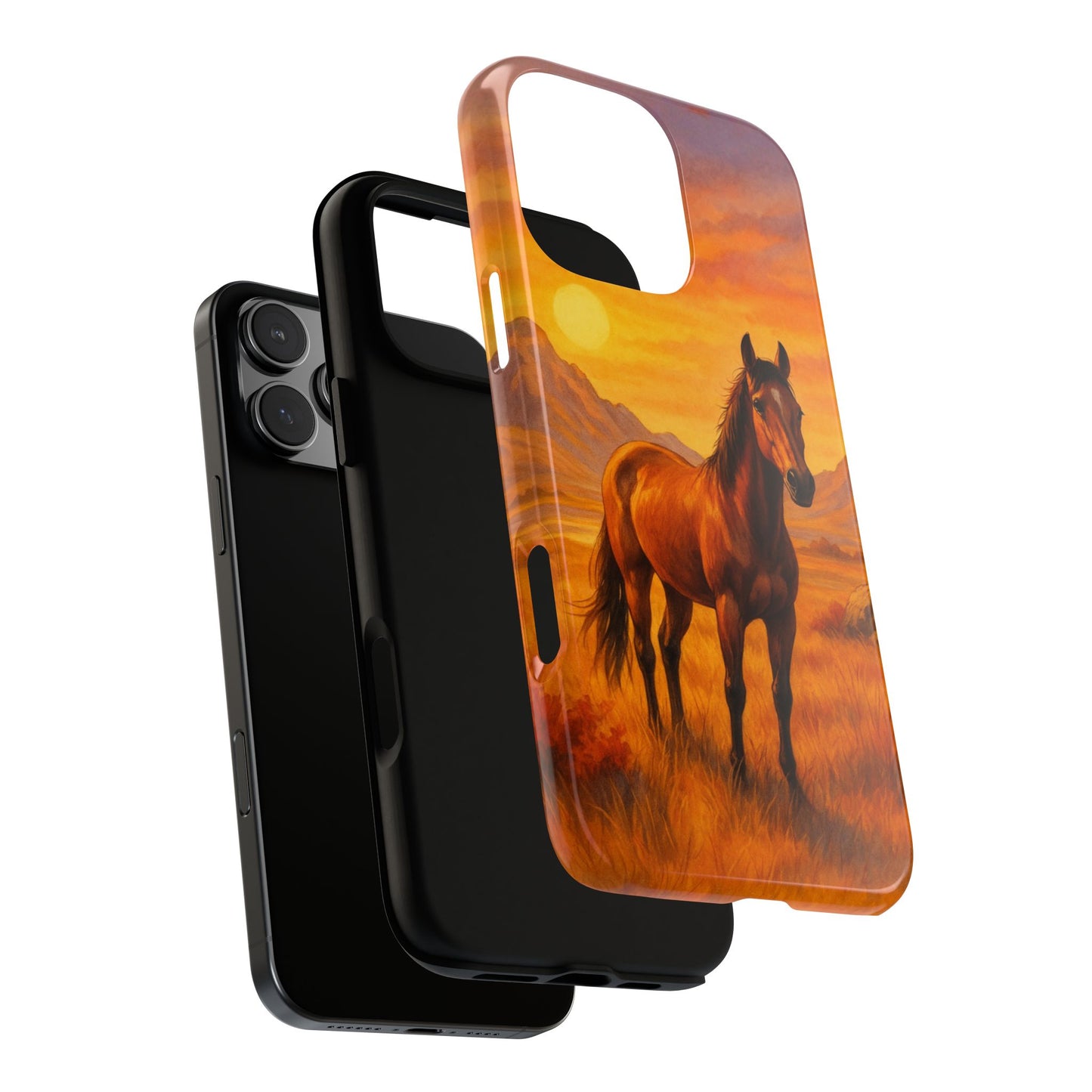 Sunset Horse on Golden Horizon Tough Phone Case - Animal Art
