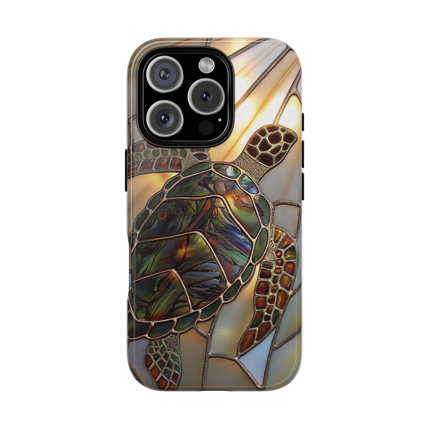 Sea Turtle Phone Case Stained Glass Effect for iPhone 16 15 14 13 12 11 Pro Max, Samsung Galaxy S25 S24 S23 S22 S21 S20 Plus Ultra & Google