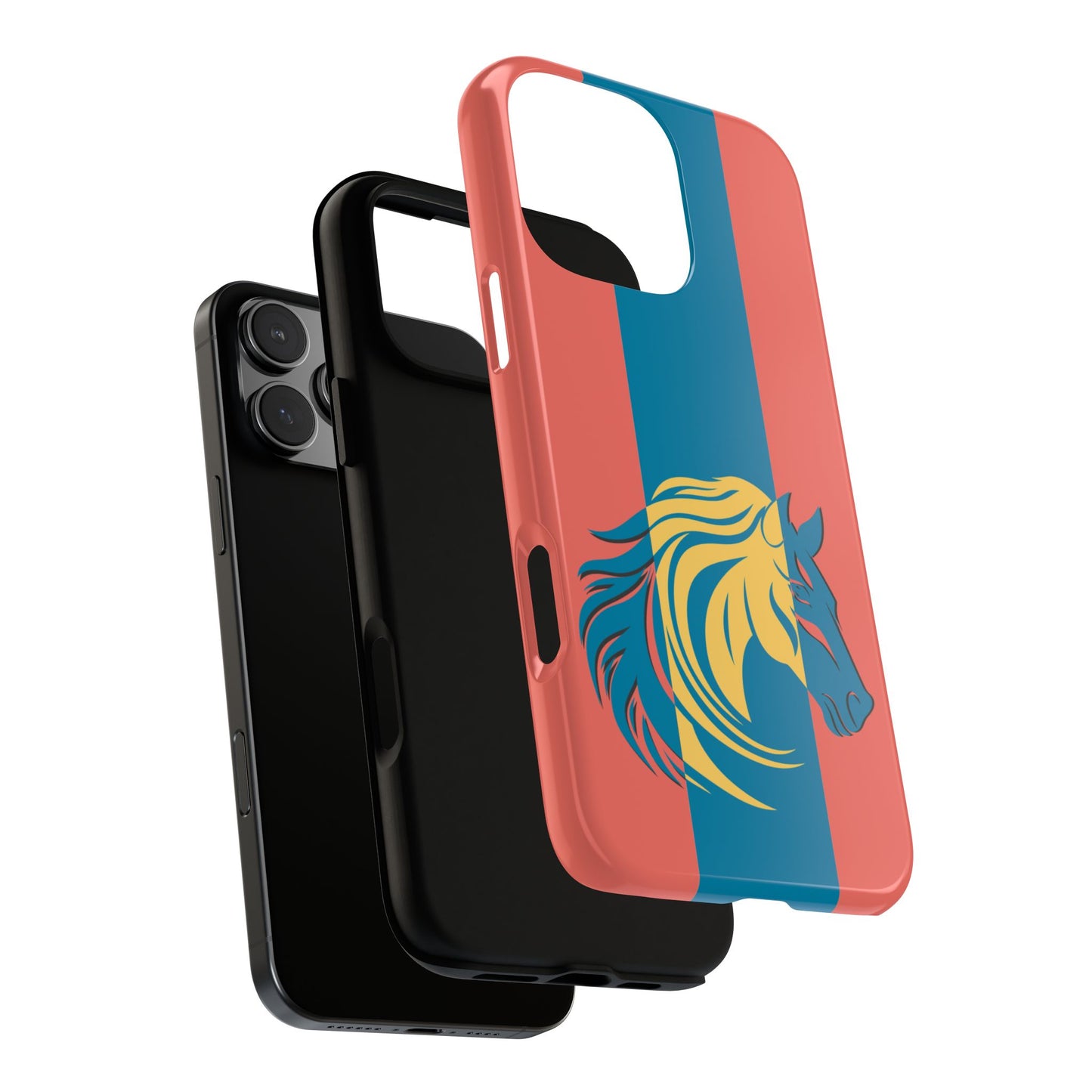 Sunset Pulse Stallion - Coral & Teal Horse Design - Vibrant Tough Phone Case for Modern Style Lovers