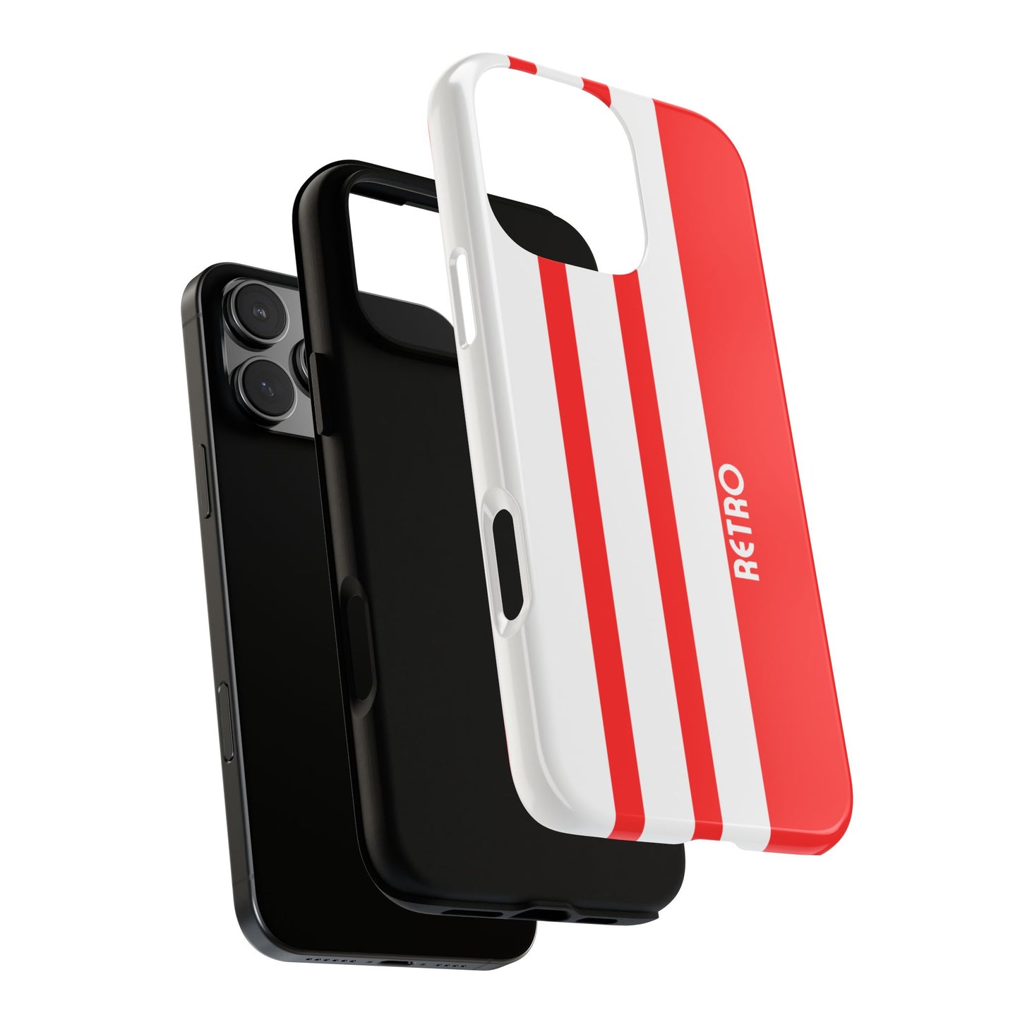 Retro Three Stripe Phone Case - Minimalist Athletic Style - Bold Red White Design - Tough Protection Cover
