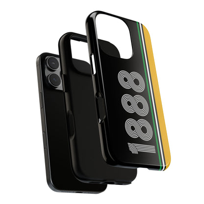 Minimalist Celtic FC 1888 Tough Phone Case - Green Gold Stripe Retro Design - iPhone & Samsung Cover - Football Fan Gift for Him and Her